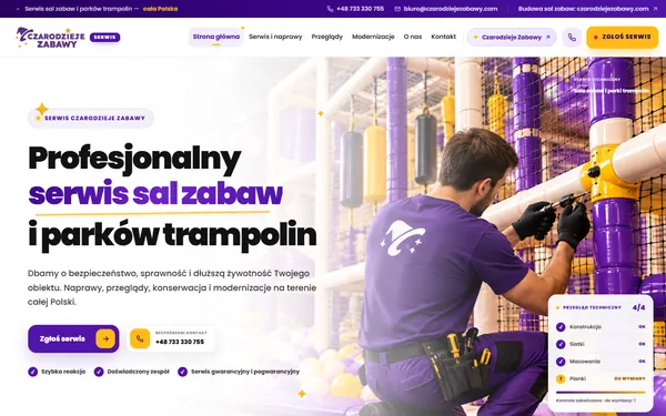 Strona serwisu sal zabaw i parków trampolin Czarodzieje Zabawy