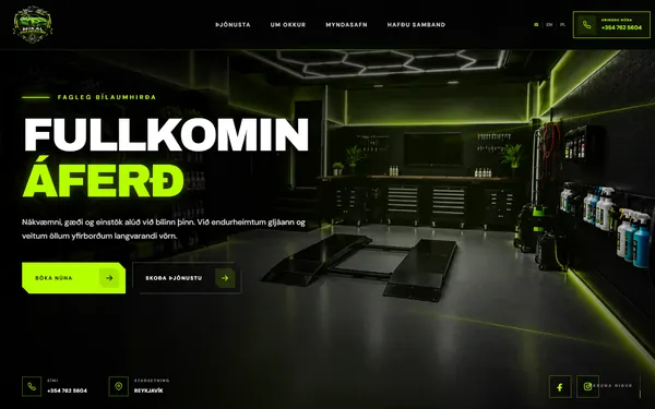 Strona główna studia Mikal Car Detailing z Islandii