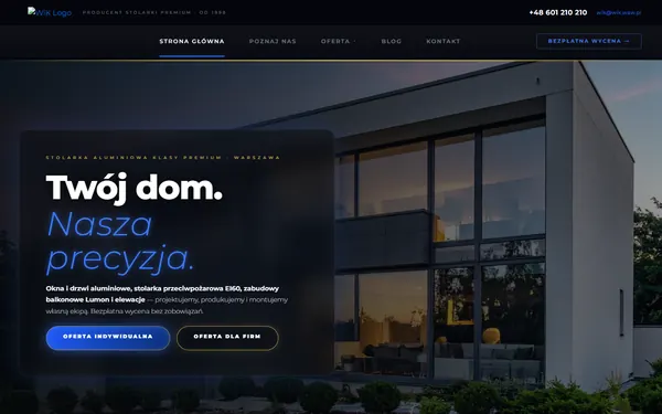Strona główna WIK, producenta okien i drzwi aluminiowych z Warszawy